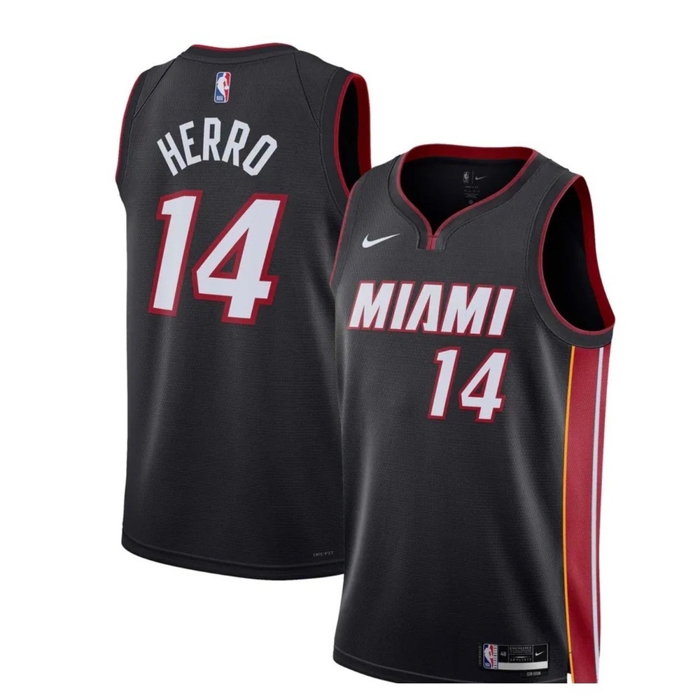 Nike Miami Heat Tyler Herro 14 Swingman Jersey Black Mens Size 44 Medium